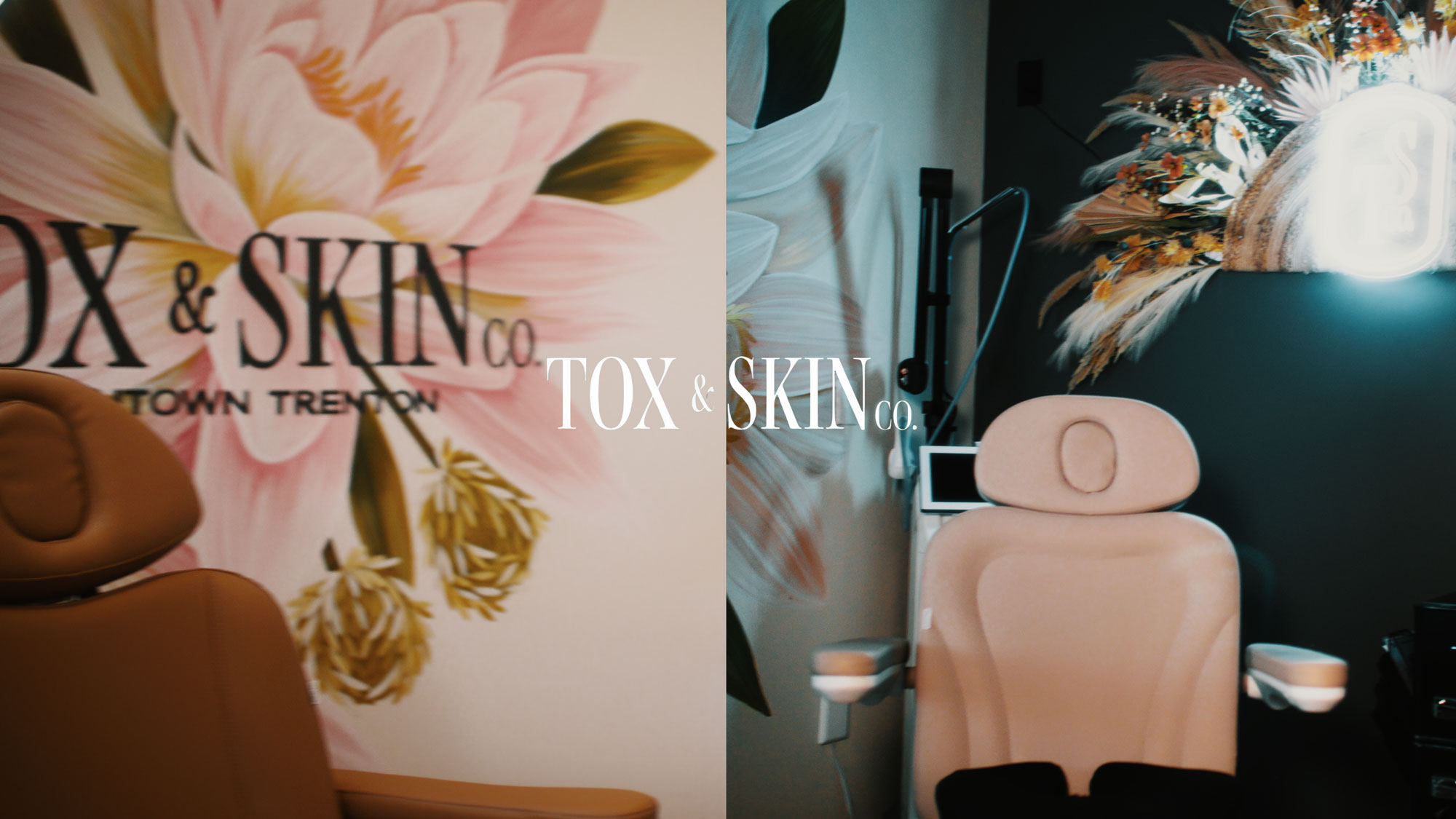 Tox & Skin Co. aesthetic treatment chair with floral decor in Trenton.
